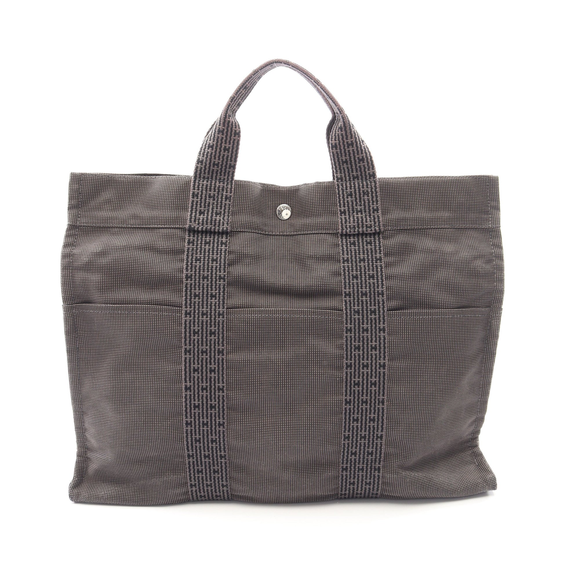 エールラインMM ハンドバッグ トートバッグ ナイロンキャンバス ダークグレー シルバー金具 エルメス バッグ HERMES