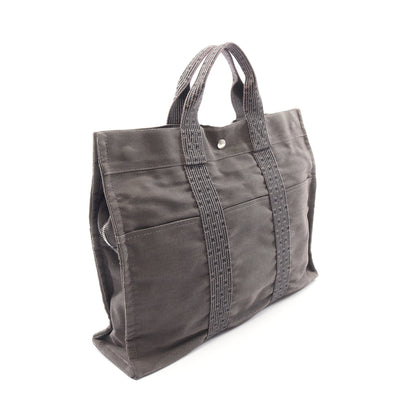 エールラインMM ハンドバッグ トートバッグ ナイロンキャンバス ダークグレー シルバー金具 エルメス バッグ HERMES