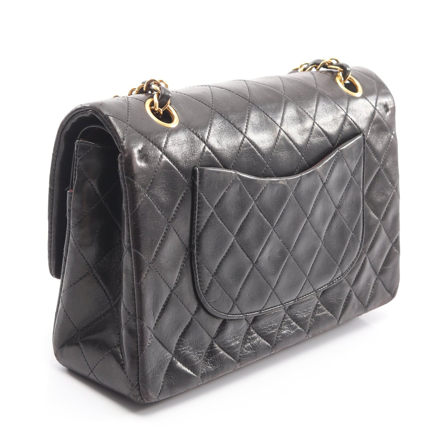 マトラッセ Wフラップ Wチェーンショルダーバッグ ラムスキン ブラック ゴールド金具 シャネル バッグ CHANEL