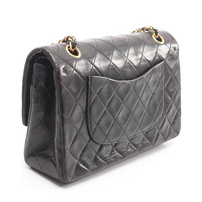 マトラッセ Wフラップ Wチェーンショルダーバッグ ラムスキン ブラック ゴールド金具 シャネル バッグ CHANEL