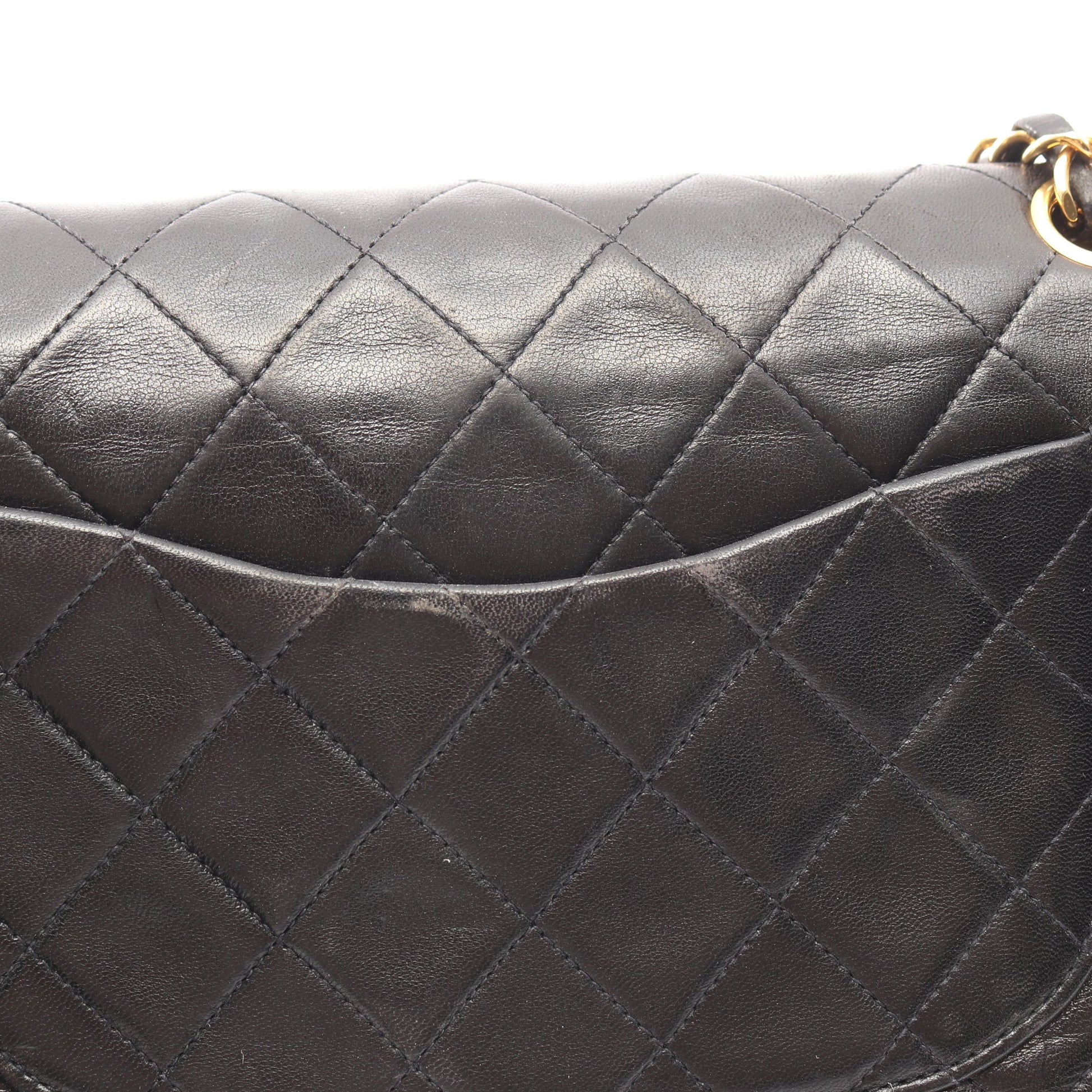 マトラッセ Wフラップ Wチェーンショルダーバッグ ラムスキン ブラック ゴールド金具 シャネル バッグ CHANEL