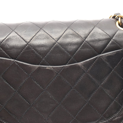 マトラッセ Wフラップ Wチェーンショルダーバッグ ラムスキン ブラック ゴールド金具 シャネル バッグ CHANEL