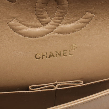 マトラッセ Wフラップ Wチェーンショルダーバッグ ラムスキン ベージュ ゴールド金具 シャネル バッグ CHANEL