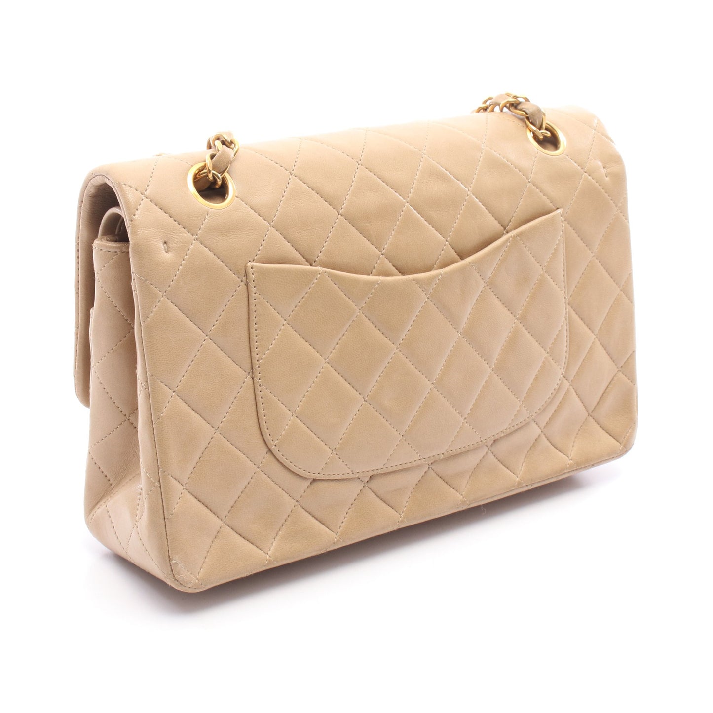 マトラッセ Wフラップ Wチェーンショルダーバッグ ラムスキン ベージュ ゴールド金具 シャネル バッグ CHANEL