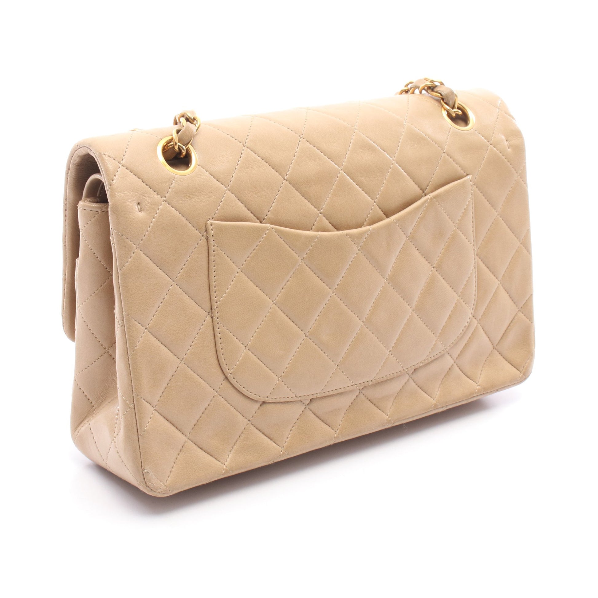 マトラッセ Wフラップ Wチェーンショルダーバッグ ラムスキン ベージュ ゴールド金具 シャネル バッグ CHANEL