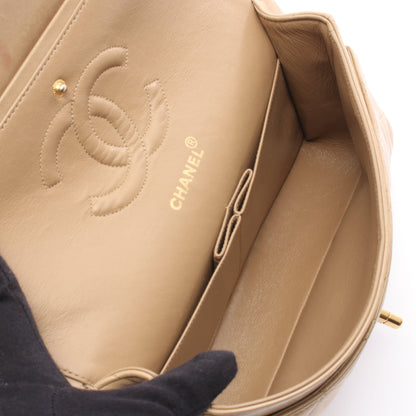 マトラッセ Wフラップ Wチェーンショルダーバッグ ラムスキン ベージュ ゴールド金具 シャネル バッグ CHANEL