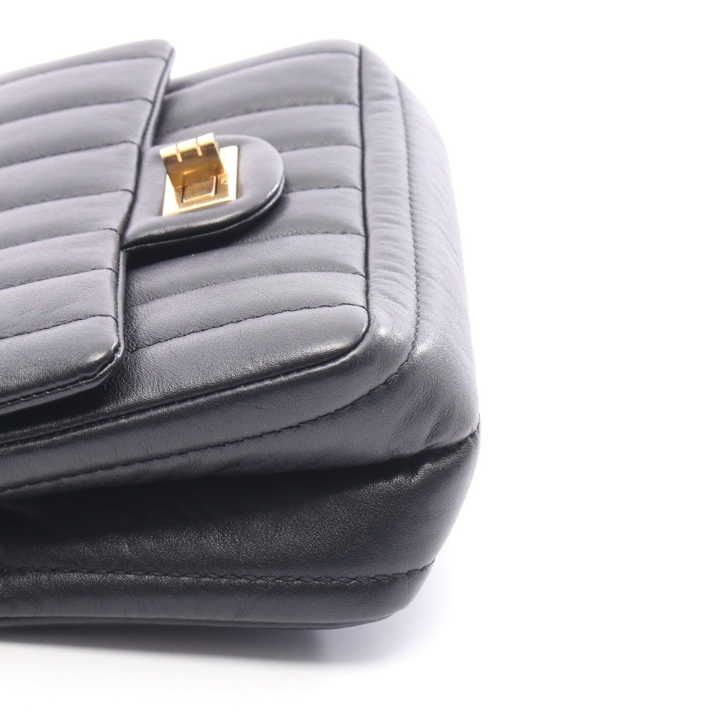 2.55 Wチェーンショルダーバッグ ラムスキン ブラック ゴールド金具 シャネル バッグ CHANEL