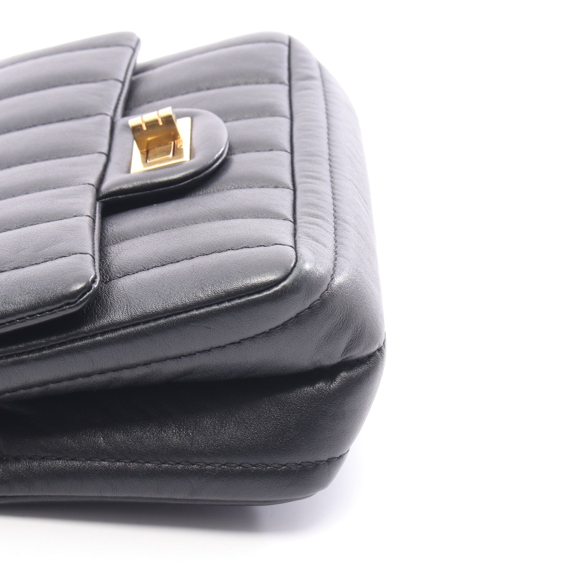 2.55 Wチェーンショルダーバッグ ラムスキン ブラック ゴールド金具 シャネル バッグ CHANEL