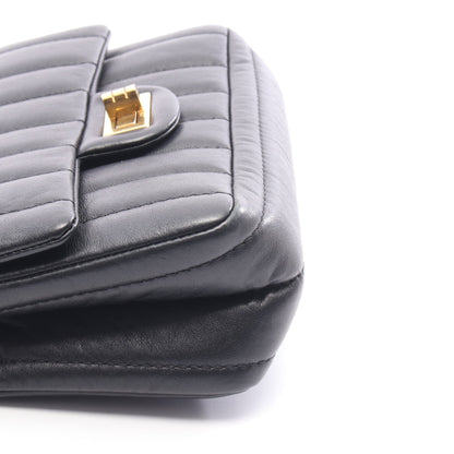 2.55 Wチェーンショルダーバッグ ラムスキン ブラック ゴールド金具 シャネル バッグ CHANEL