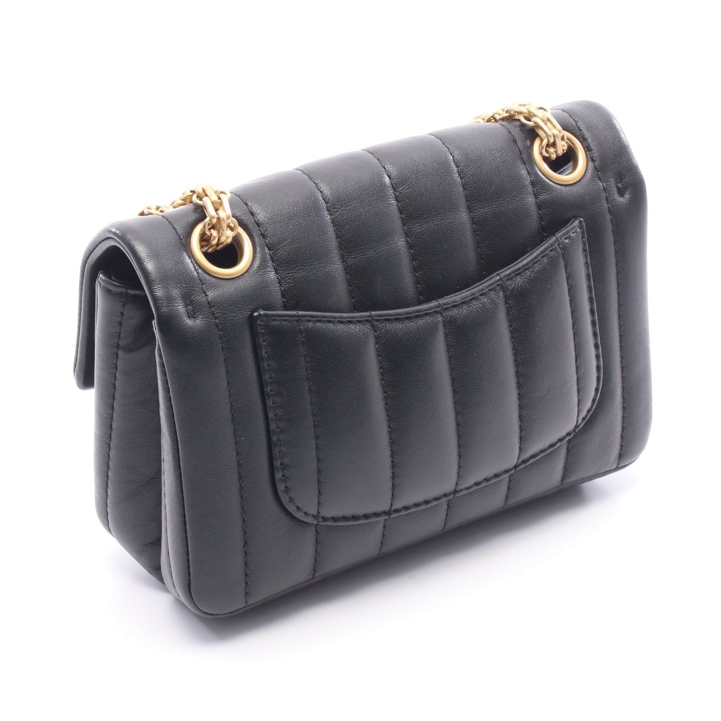 2.55 Wチェーンショルダーバッグ ラムスキン ブラック ゴールド金具 シャネル バッグ CHANEL