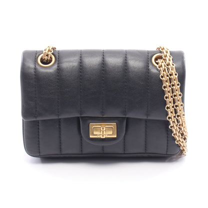 2.55 Wチェーンショルダーバッグ ラムスキン ブラック ゴールド金具 シャネル バッグ CHANEL