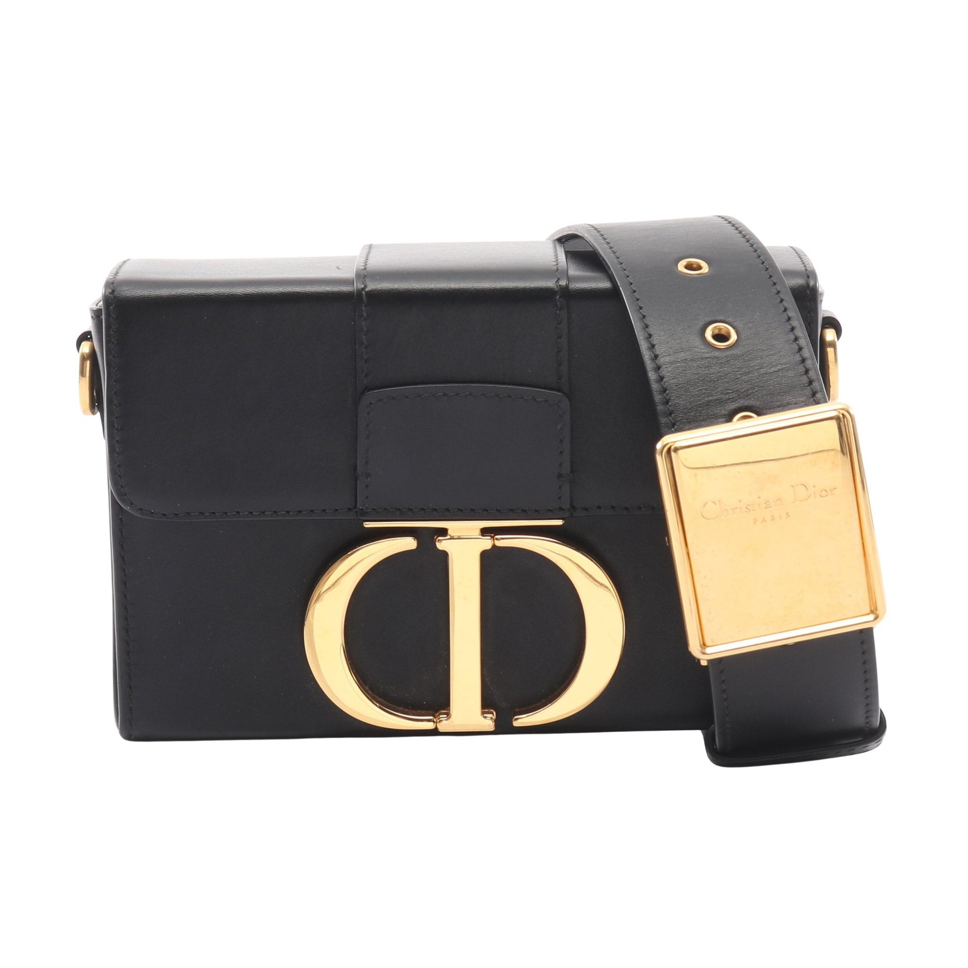 30 MONTAIGNE モンテーニュ ボックス ショルダーバッグ レザー ブラック クリスチャンディオール バッグ Christian Dior