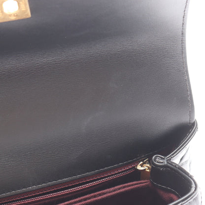 ココハンドル フラップ Vステッチ シェブロン 2WAY ハンドバッグ レザー ブラック ゴールド金具 シャネル バッグ CHANEL