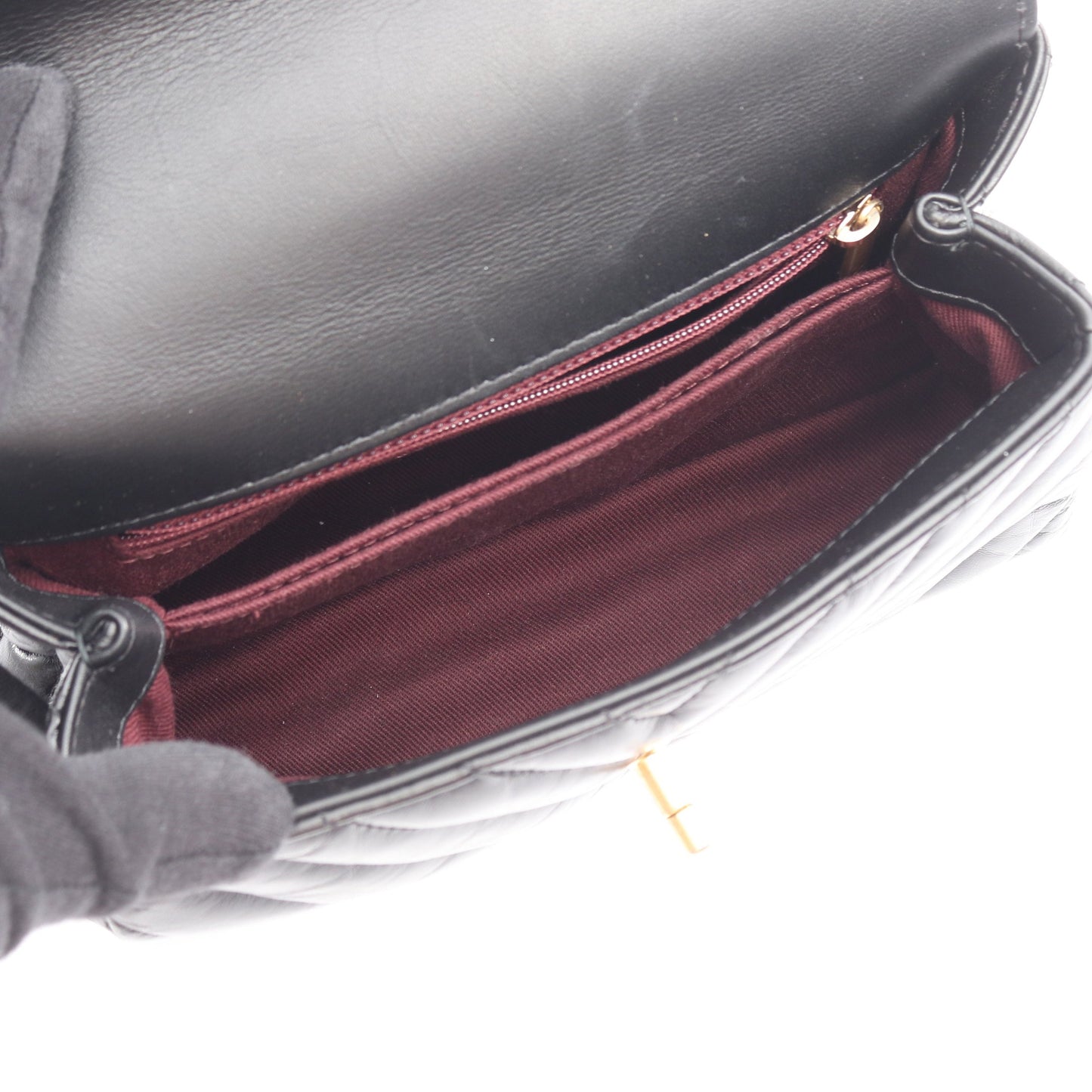 ココハンドル フラップ Vステッチ シェブロン 2WAY ハンドバッグ レザー ブラック ゴールド金具 シャネル バッグ CHANEL