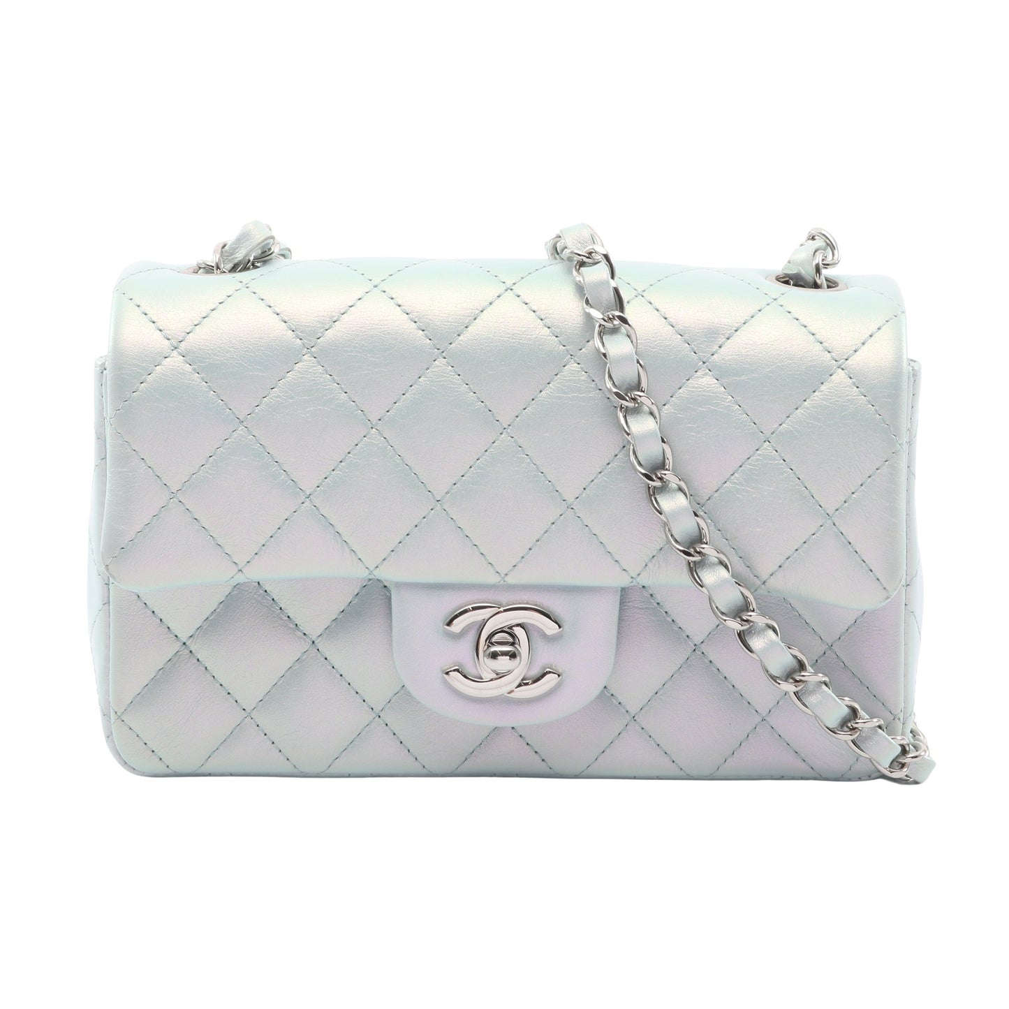 ミニマトラッセ20 チェーンショルダーバッグ レザー シルバー シルバー金具 シャネル