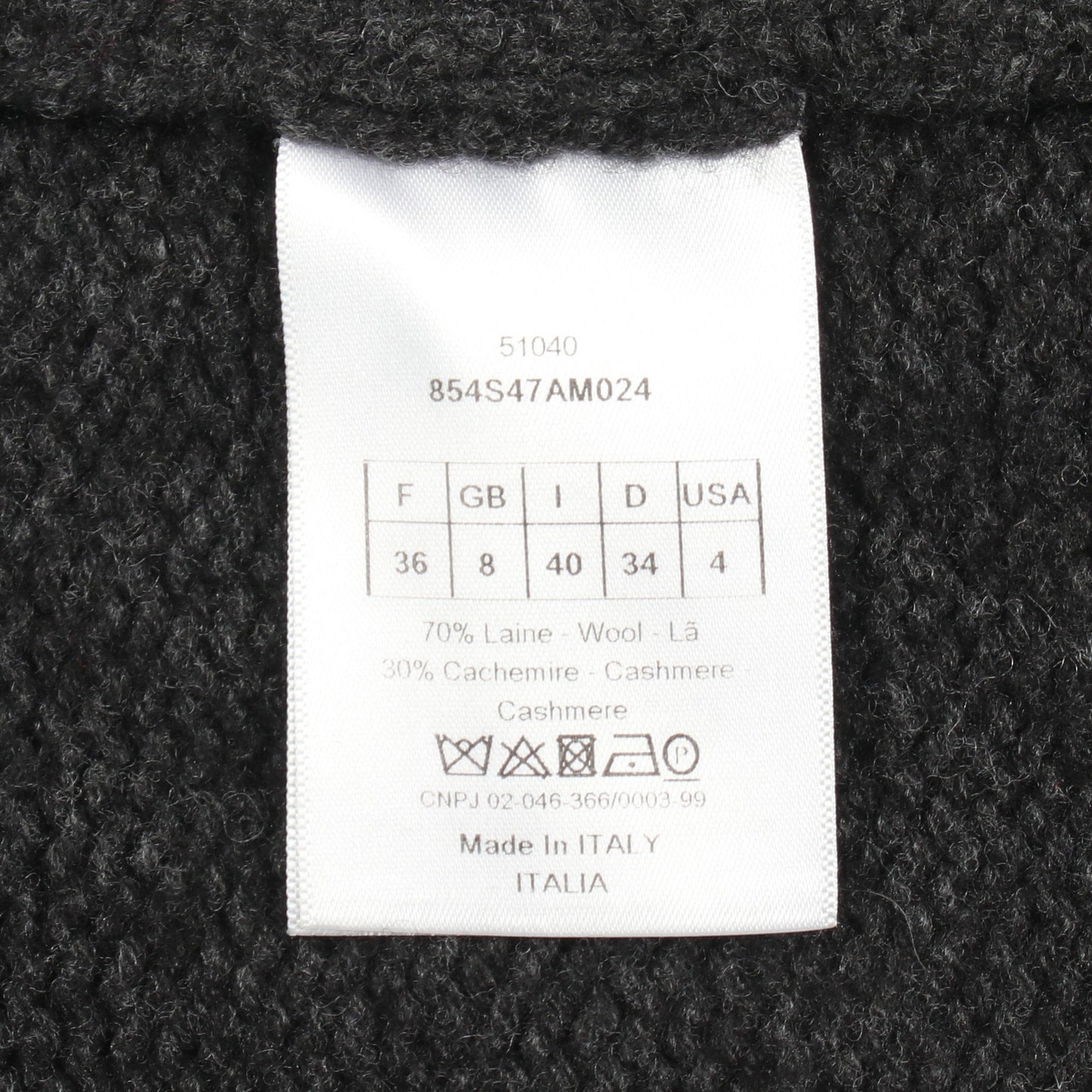 Youthquake ニット カシミヤ ダークグレー マルチカラー クリスチャンディオール トップス Christian Dior