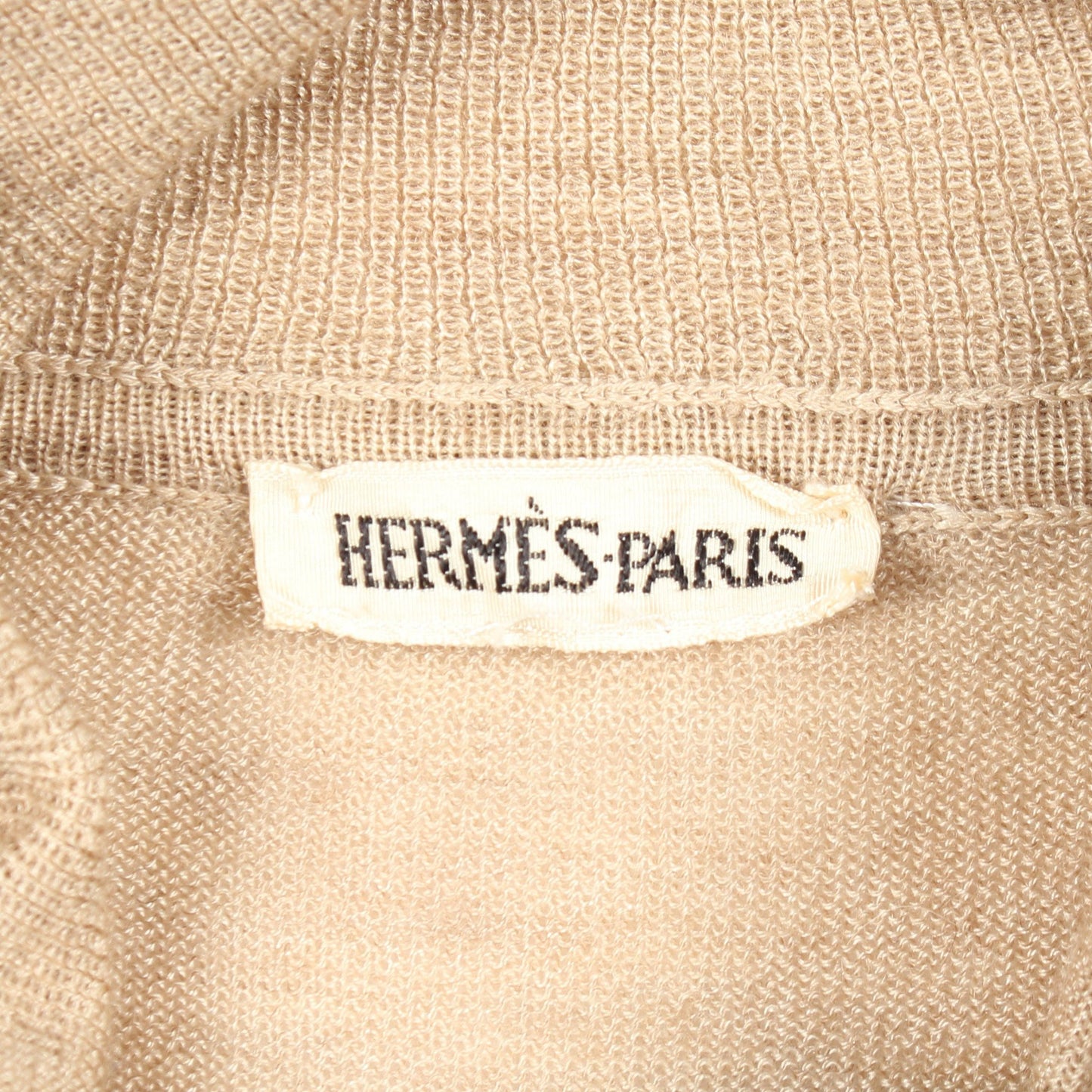 ツイルレーヌ エクスリブリス 切替 タートルネック ニット シルク カシミヤ ベージュ ブラウン エルメス トップス HERMES
