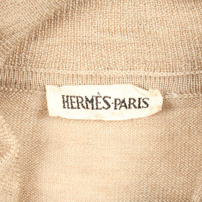 ツイルレーヌ エクスリブリス 切替 タートルネック ニット シルク カシミヤ ベージュ ブラウン エルメス トップス HERMES