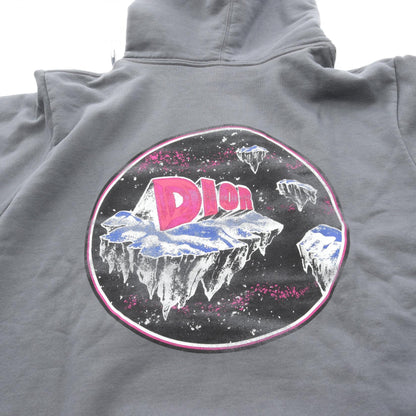 バックプリント 裏起毛 プルオーバーパーカー コットン グレー ディオール トップス DIOR