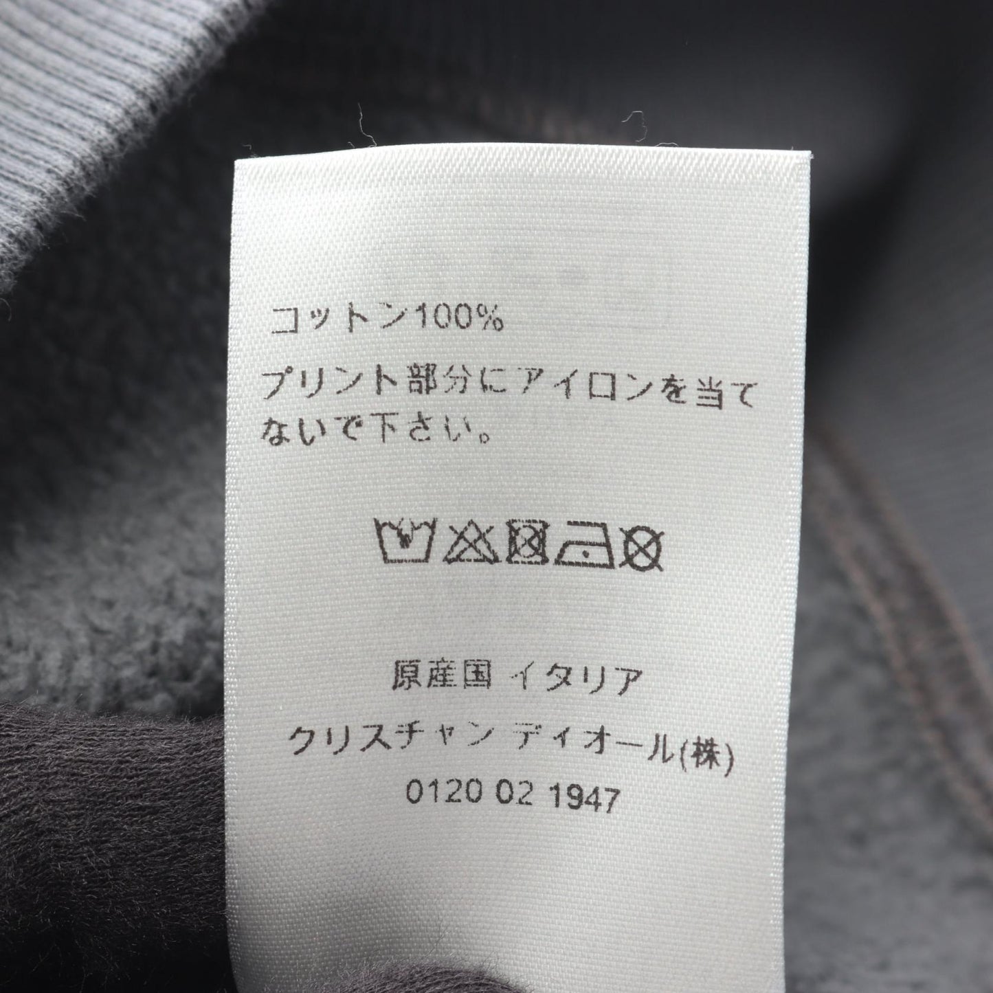 バックプリント 裏起毛 プルオーバーパーカー コットン グレー ディオール トップス DIOR