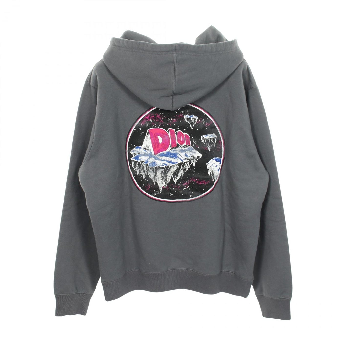 バックプリント 裏起毛 プルオーバーパーカー コットン グレー ディオール トップス DIOR