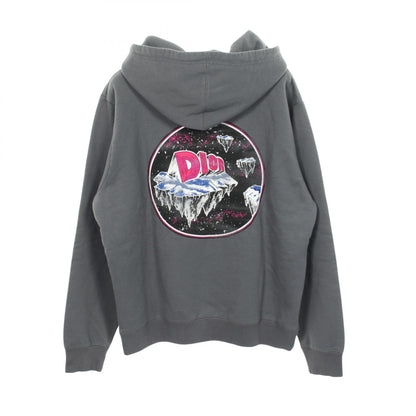 バックプリント 裏起毛 プルオーバーパーカー コットン グレー ディオール トップス DIOR