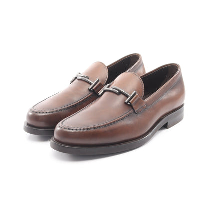 ダブルT ローファー レザー ブラウン トッズ シューズ TOD'S