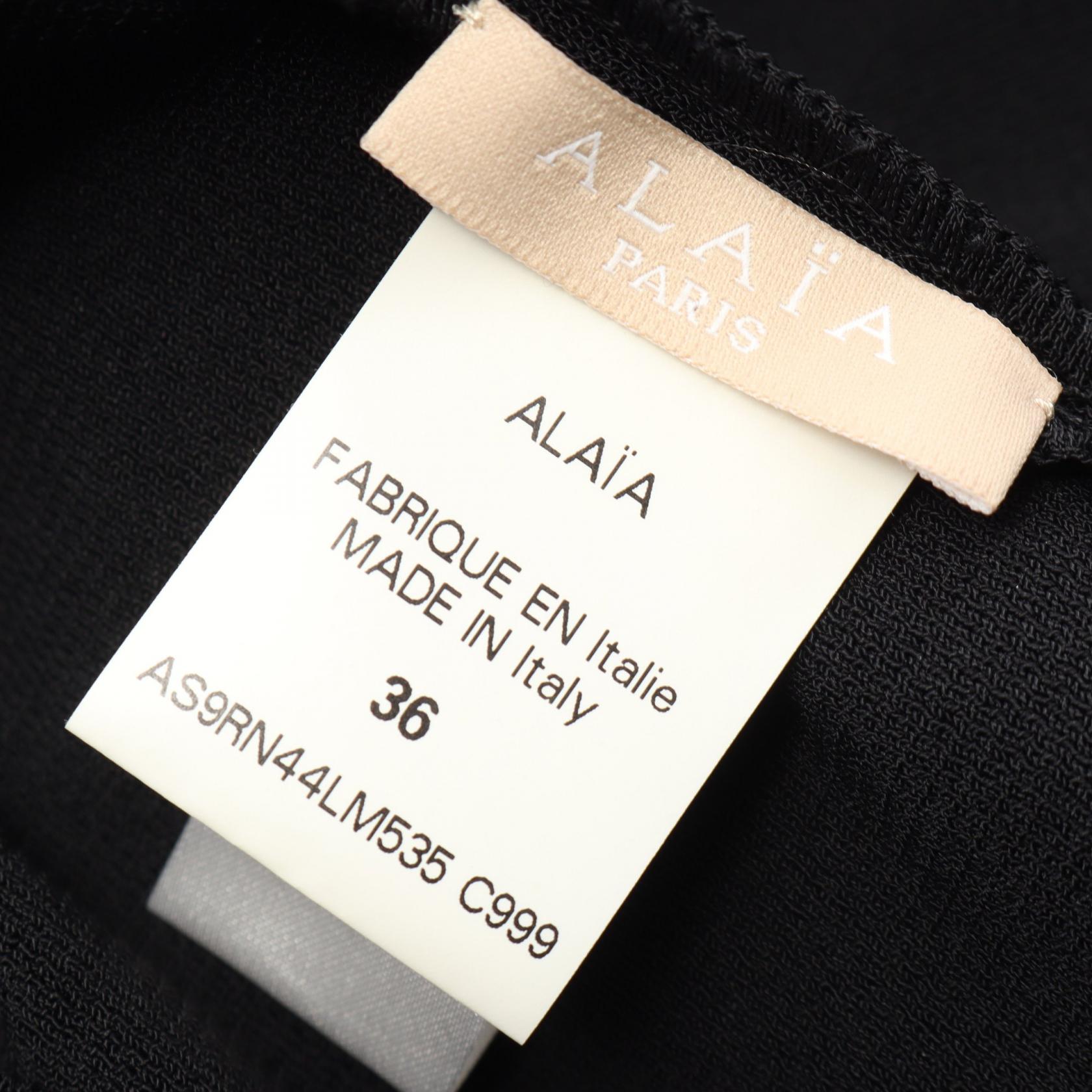 オープンバック 長袖 ワンピース ビスコース ブラック アライア ワンピース ALAiA