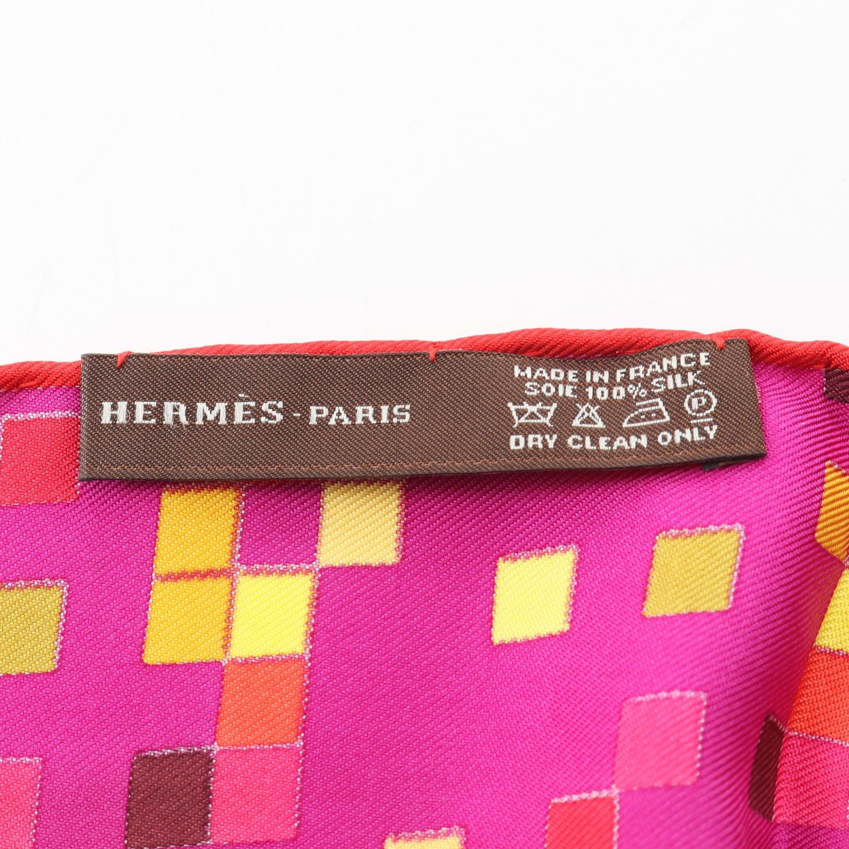 フリンジスカーフ MOSAIQUE AU 24 スカーフ シルク ピンクパープル ピンクレッド マルチカラー エルメス 財布・小物 HERMES