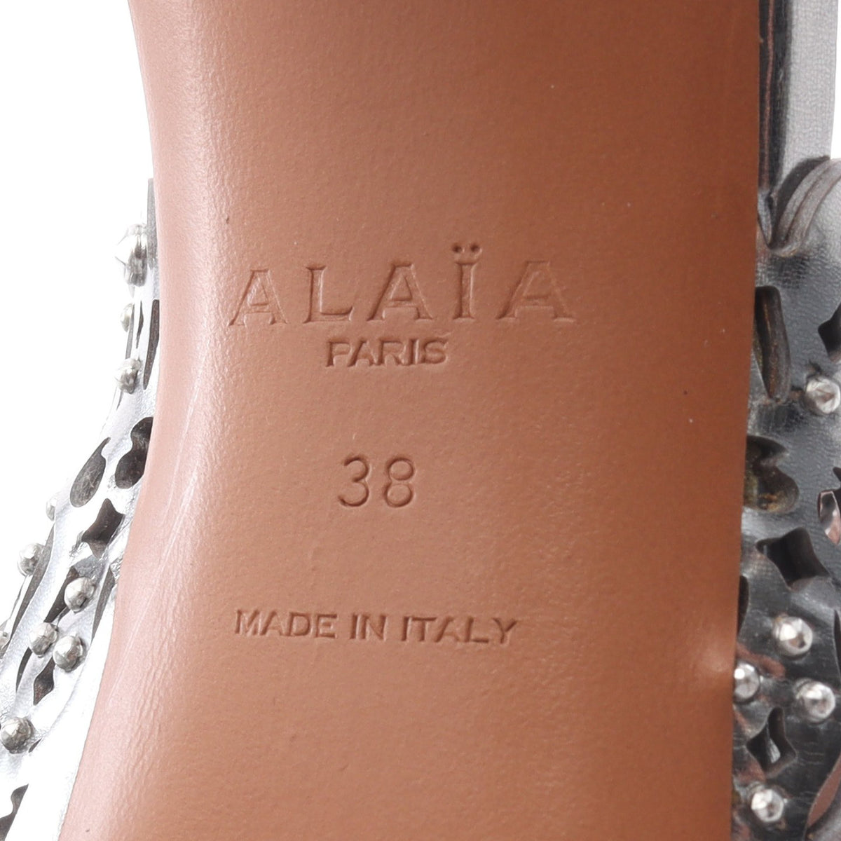 パンチング スタッズ サンダル レザー シルバー アライア シューズ ALAiA