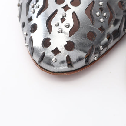 パンチング スタッズ サンダル レザー シルバー アライア シューズ ALAiA