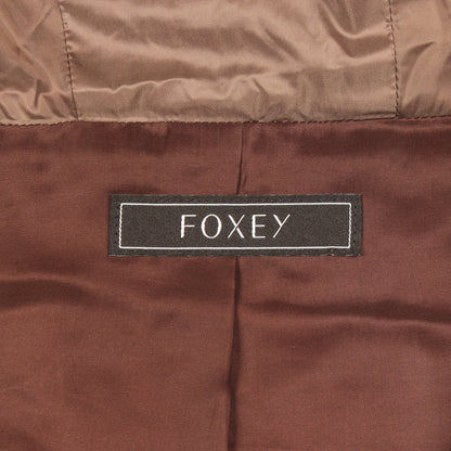 GROVE フード付き 中綿 ロングジレ キルティングコート ナイロン ブラウン フォクシー アウター FOXEY