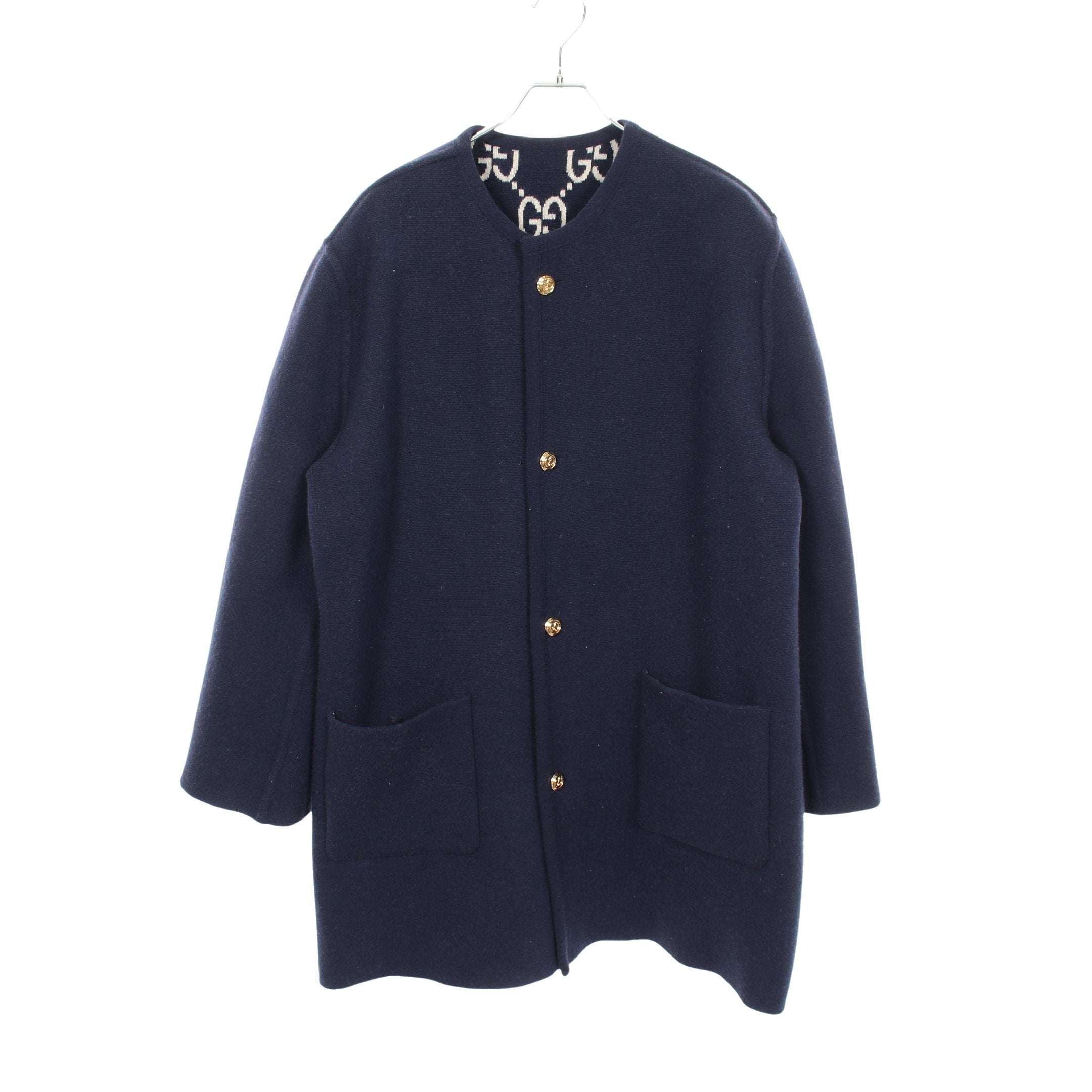 GUCCI コットンジャカードカーディガン ネイビー GG Gucci - GG cotton jacquard cardigan Gucci