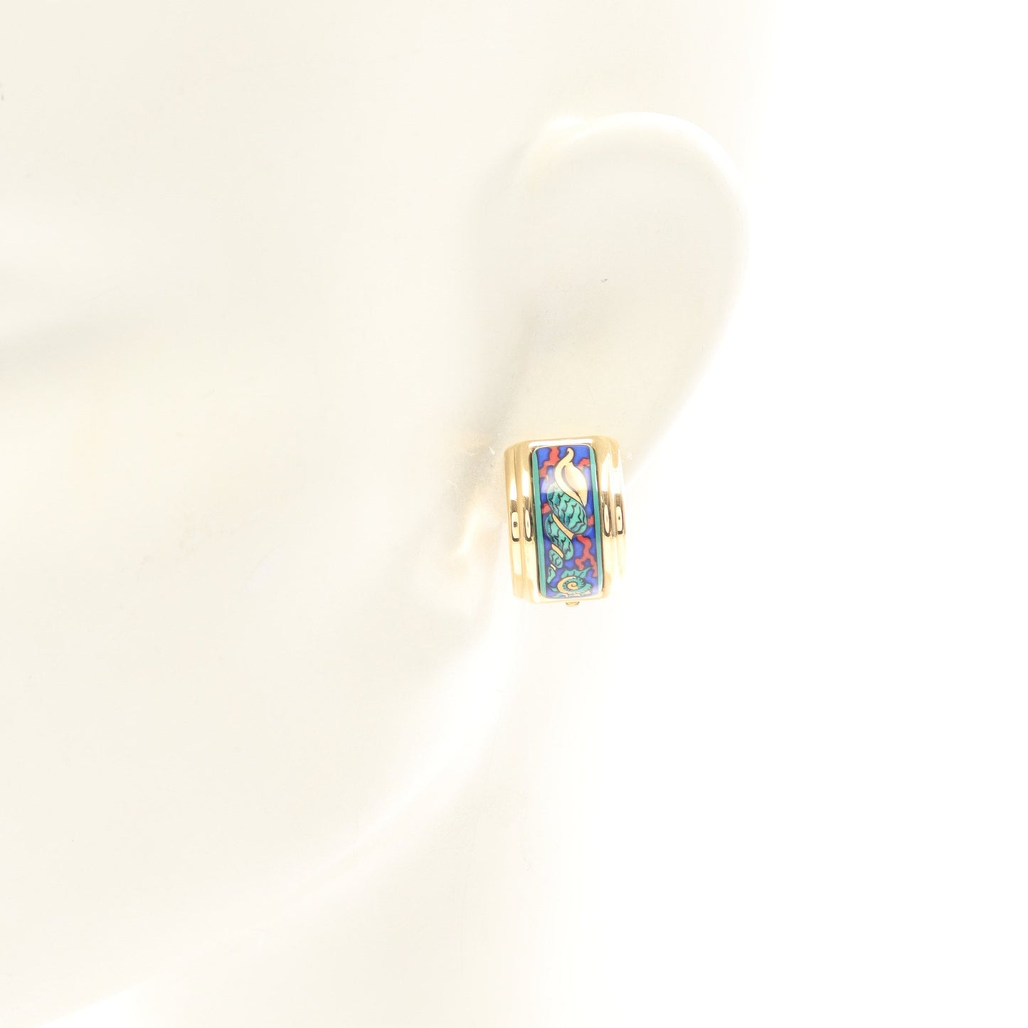 エマイユ イヤリング GP 七宝 ゴールド グリーン ブルー エルメス アクセサリー HERMES