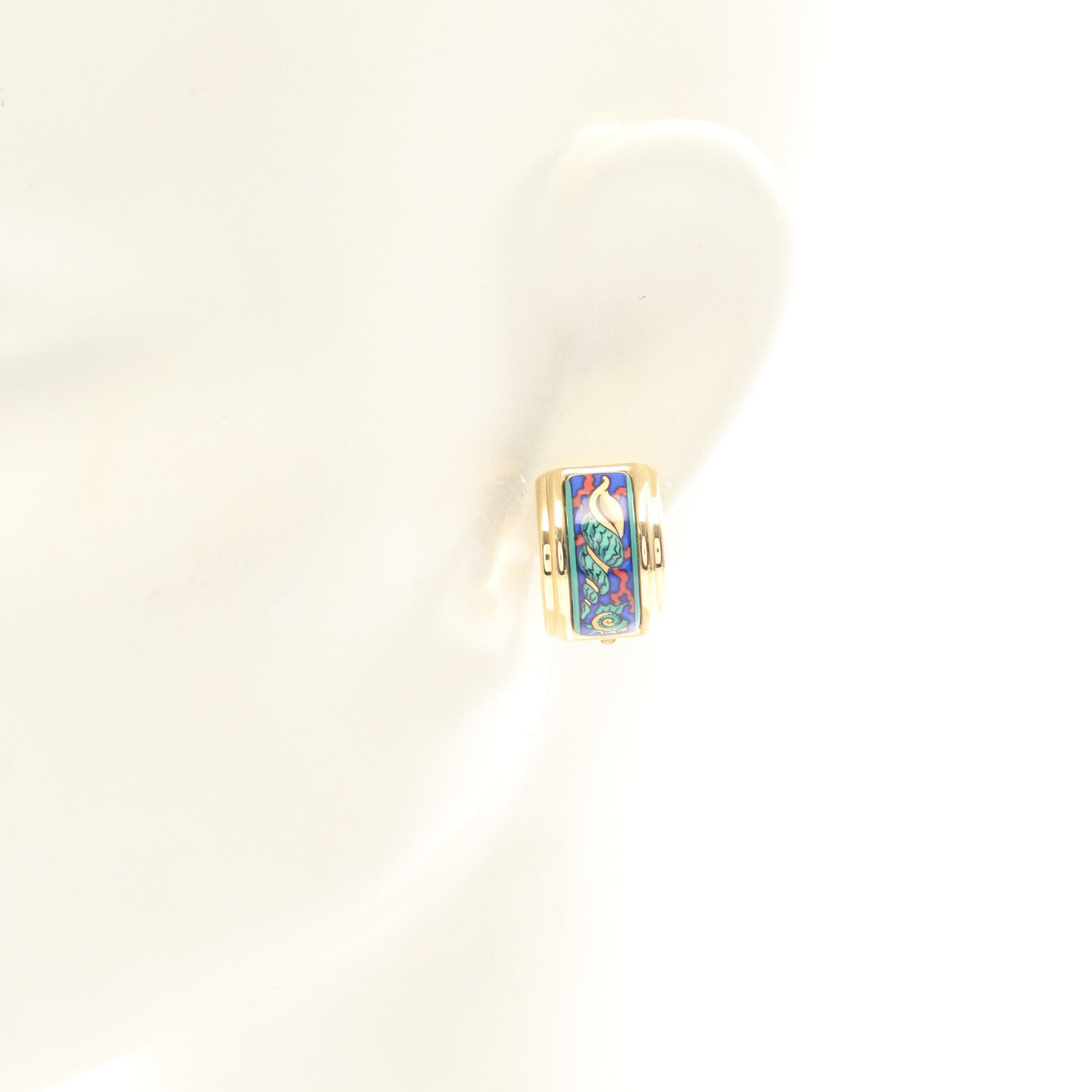 エマイユ イヤリング GP 七宝 ゴールド グリーン ブルー エルメス アクセサリー HERMES