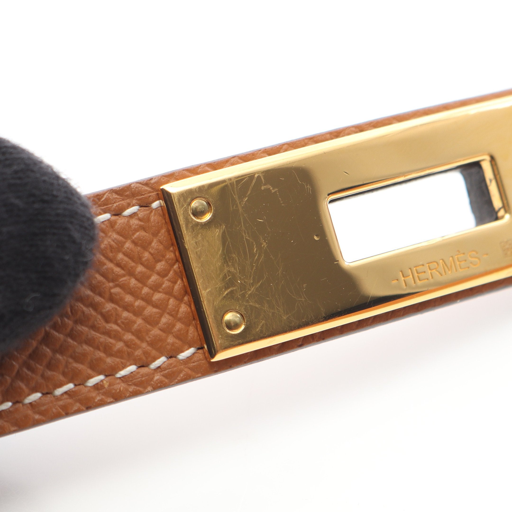 HERMES エルメス □C 刻印 マルジェラ期  アピ3 レザー ベルト ゴールド 金具 ブラウン系 95【中古】 HERMES（エルメス） ポケットベルト □C刻印 ナチュラルxブラウン