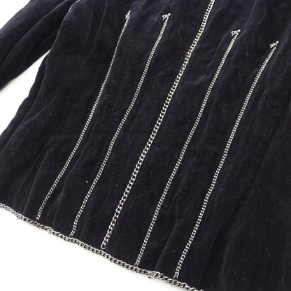 ココマークボタン チェーン ノーカラージャケット コットン ダークネイビー シャネル アウター CHANEL