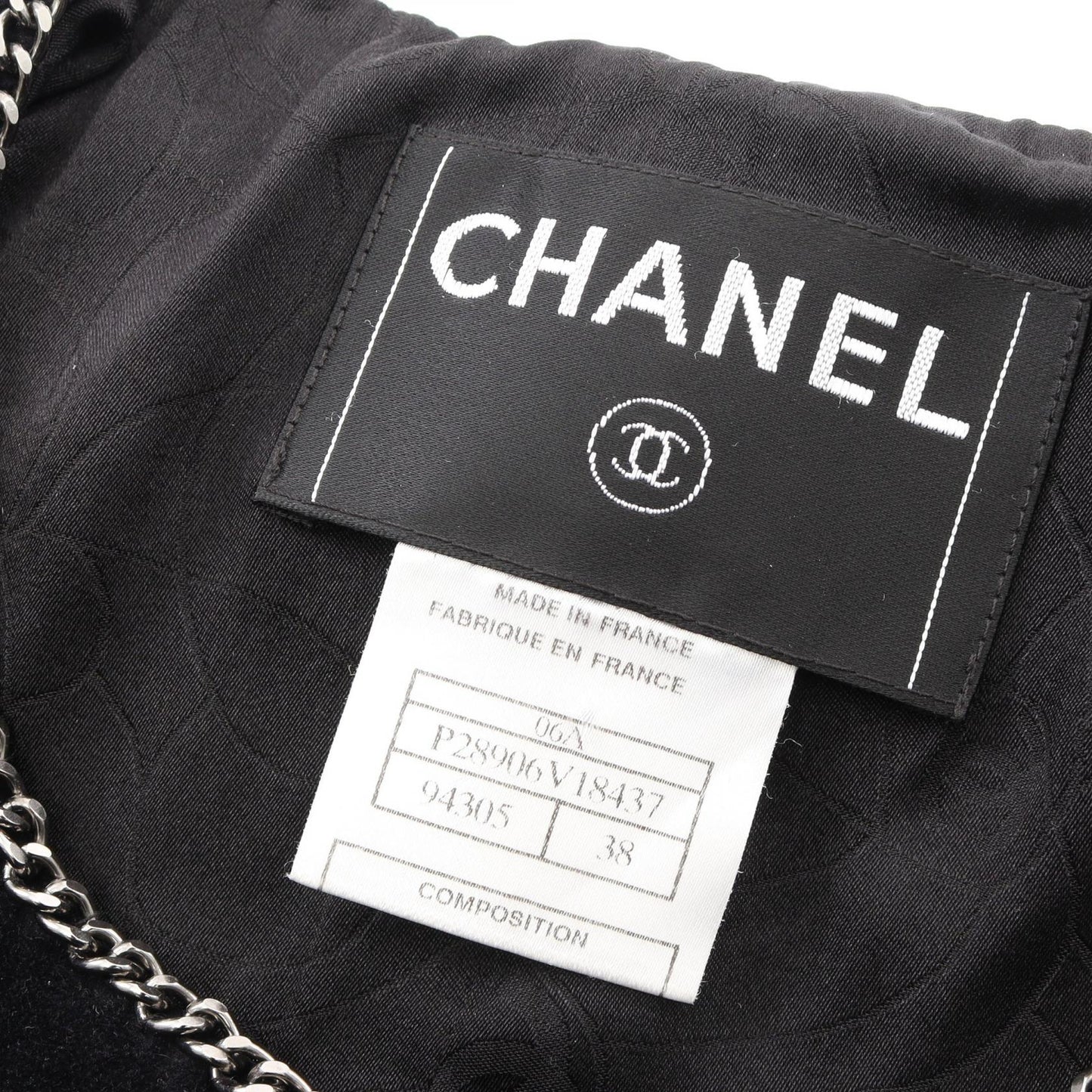ココマークボタン チェーン ノーカラージャケット コットン ダークネイビー シャネル アウター CHANEL