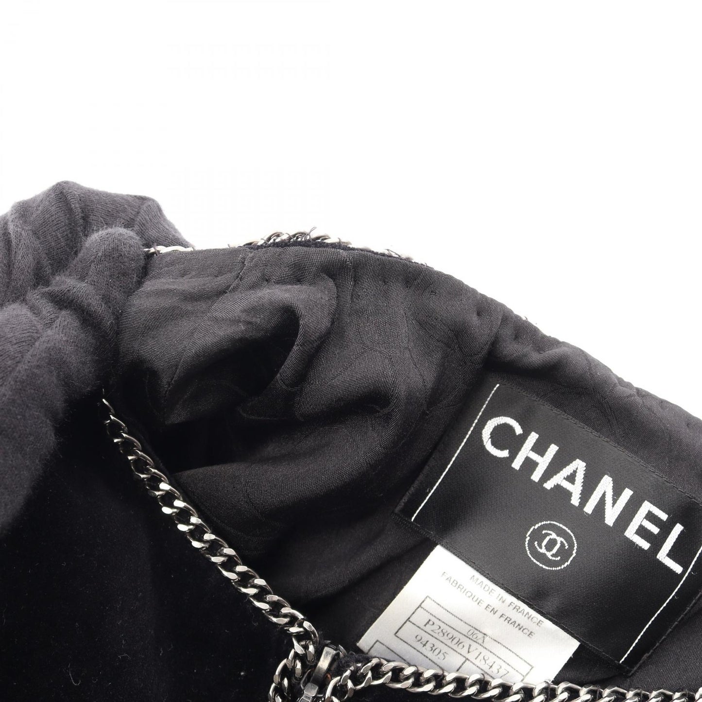 ココマークボタン チェーン ノーカラージャケット コットン ダークネイビー シャネル アウター CHANEL