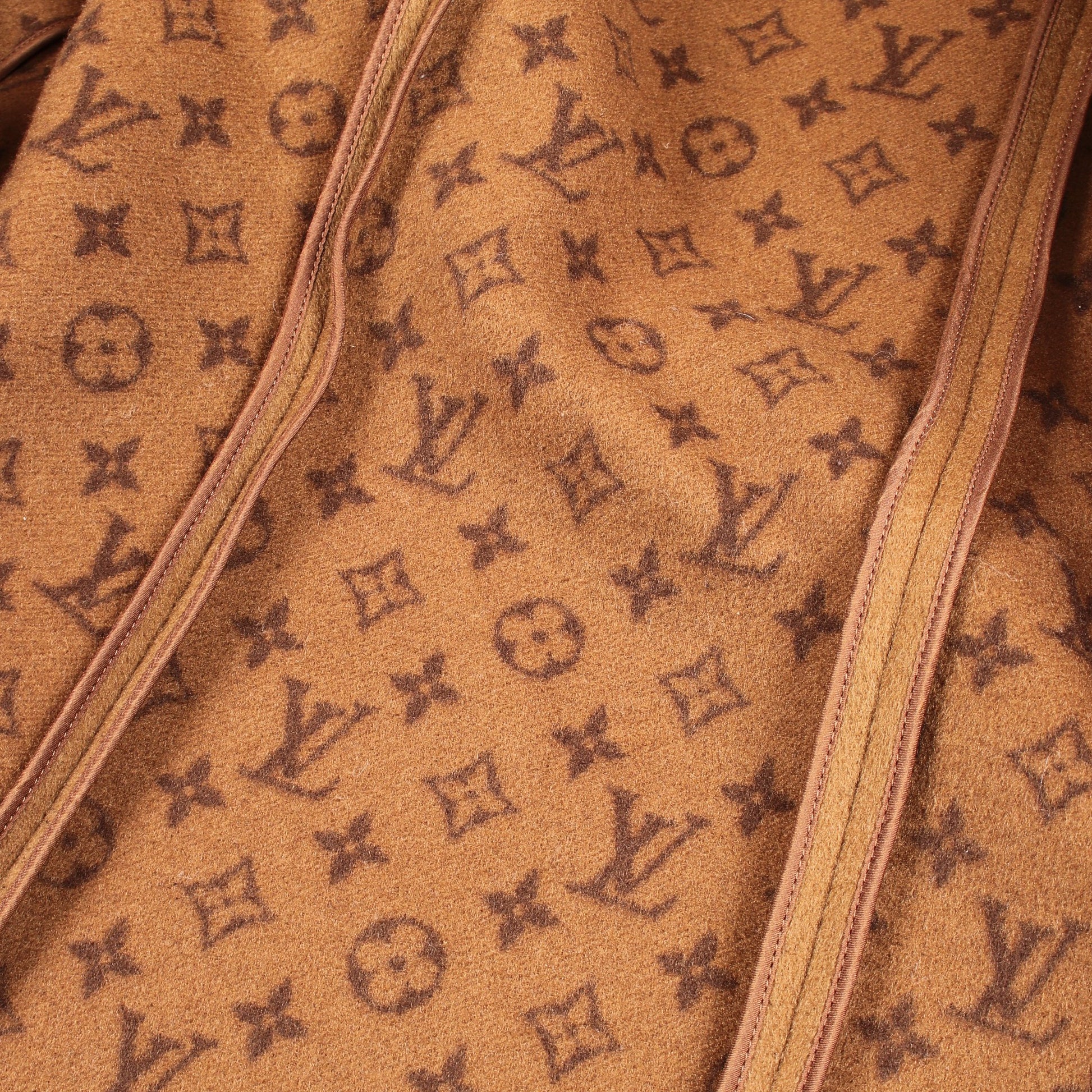 モノグラム チェスターコート ウール レザー ブラウン ブラック ルイヴィトン アウター LOUIS VUITTON