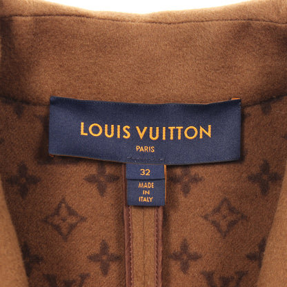 モノグラム チェスターコート ウール レザー ブラウン ブラック ルイヴィトン アウター LOUIS VUITTON