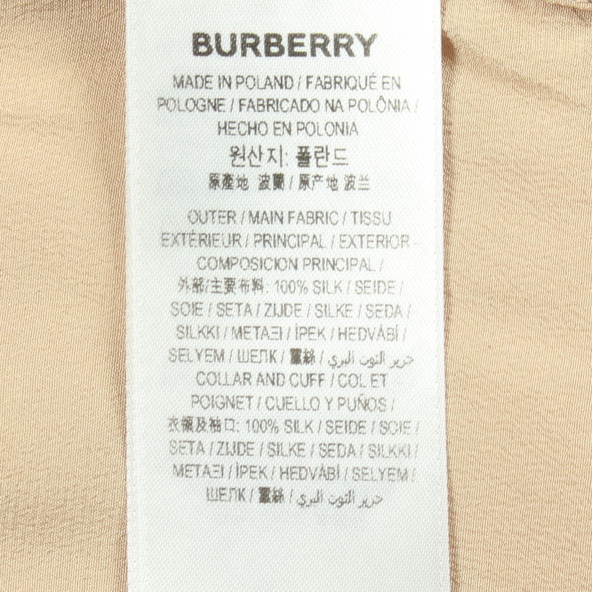 ロゴ ボタンダウン 長袖 シャツ シルク ベージュ イエロー バーバリー トップス BURBERRY