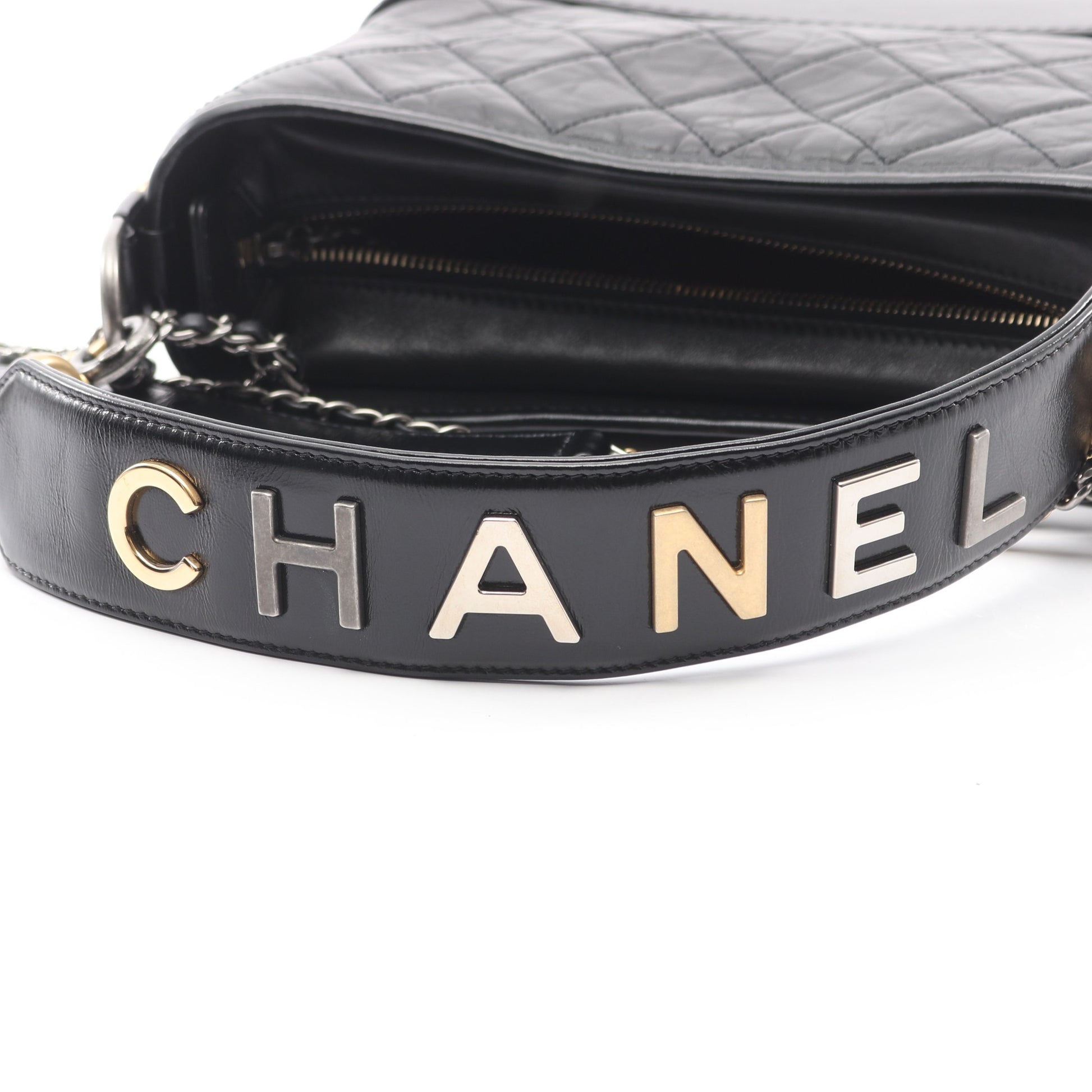ガブリエル ドゥ シャネル コンビ金具 ワンショルダーバッグ エイジドカーフスキン ブラック シャネル バッグ CHANEL