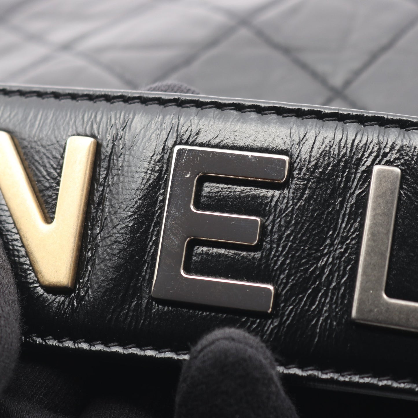 ガブリエル ドゥ シャネル コンビ金具 ワンショルダーバッグ エイジドカーフスキン ブラック シャネル バッグ CHANEL