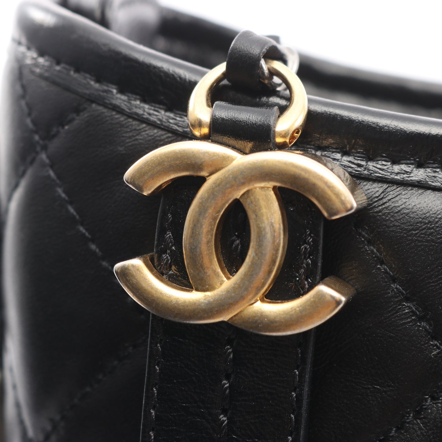 ガブリエル ドゥ シャネル コンビ金具 ワンショルダーバッグ エイジドカーフスキン ブラック シャネル バッグ CHANEL