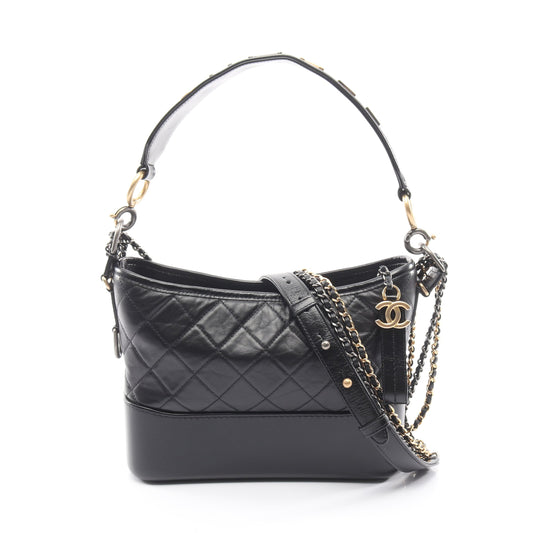 ガブリエル ドゥ シャネル コンビ金具 ワンショルダーバッグ エイジドカーフスキン ブラック シャネル