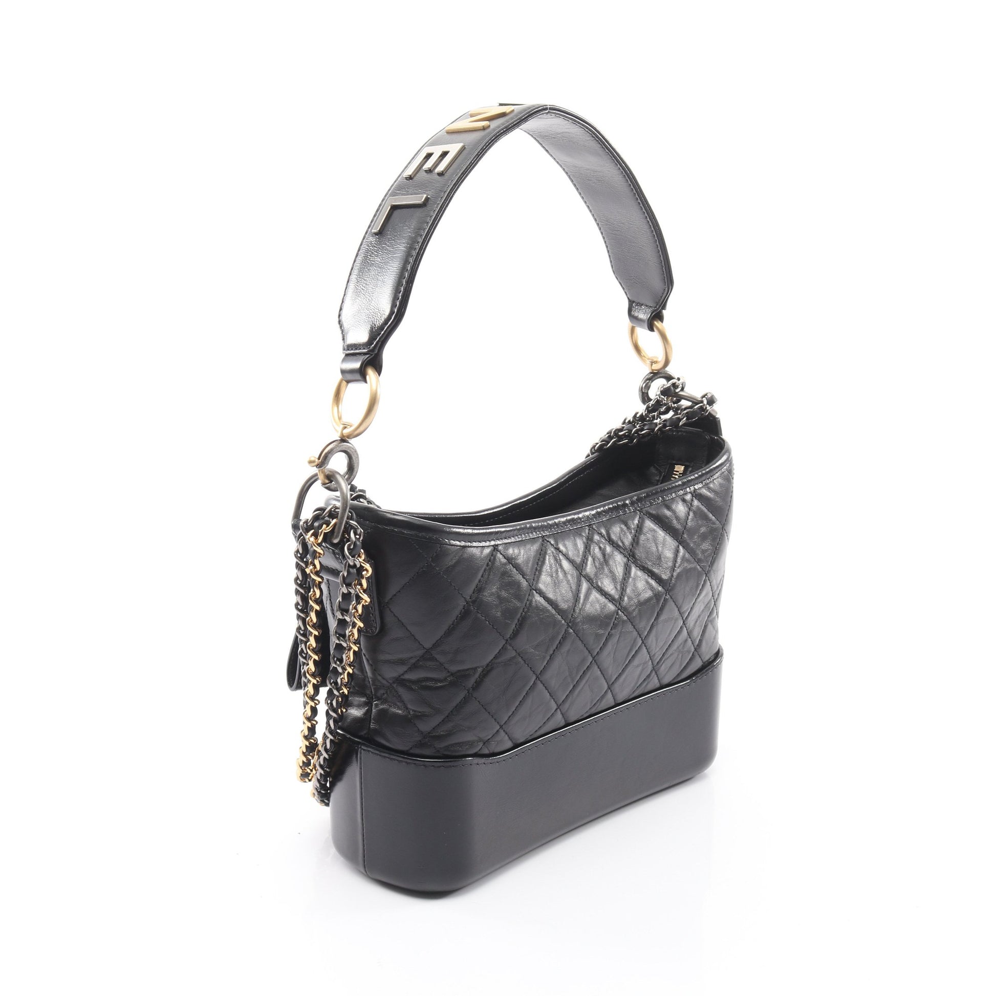 ガブリエル ドゥ シャネル コンビ金具 ワンショルダーバッグ エイジドカーフスキン ブラック シャネル バッグ CHANEL