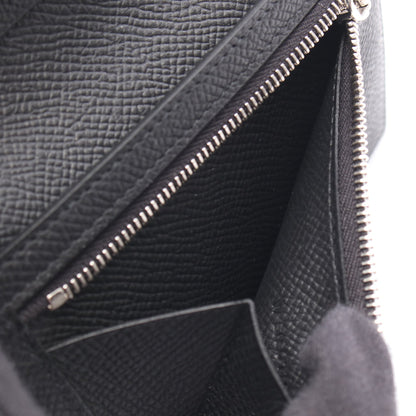 ニュー Hパッサン コンパクト 二つ折り財布 ヴォーエプソン ブラック シルバー金具 W刻印 エルメス