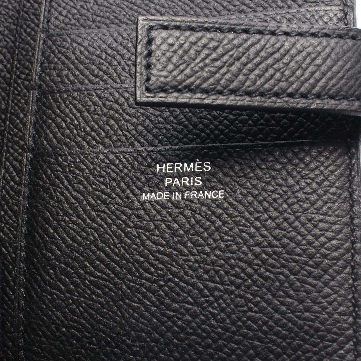 ニュー Hパッサン コンパクト 二つ折り財布 ヴォーエプソン ブラック シルバー金具 W刻印 エルメス