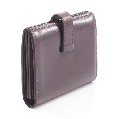 ベアンミニ レザン カードケース ボックスカーフ ダークパープル シルバー金具 □L刻印 エルメス